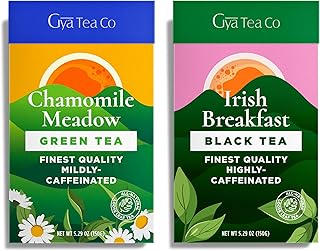 Gya Tea Co Chamomile Meadow Green Tea & Irish Breakfast Black Tea Set - Natural Loose Leaf Tea with No Artificial Ingredie...