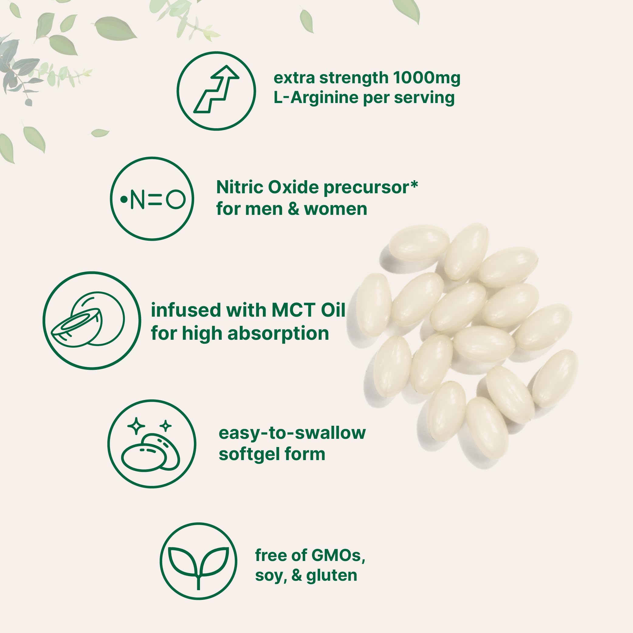 Micro Ingredients L-Arginine 1000mg with MCT Oil, 300 Softgels — Amazon image 3