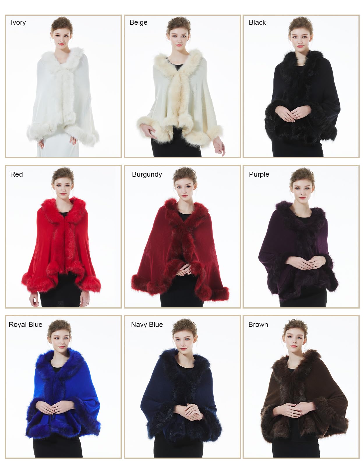 BEAUTELICATE Stola Pelliccia Sintetica Elegante Donna Poncho Stola Maglia Invernale Scialle Cardigan per Matrimonio Cerimonia Sposa