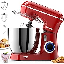 Stand Mixer, 6.5QT 10-Speed Tilt-Head Electric Stand Mixer, 3-In-1 Kitchen Mixer with Bowl, Dough Hook, Whisk and Beater, Food Mixer for Baking, Cake and Most Home Cooks, Red