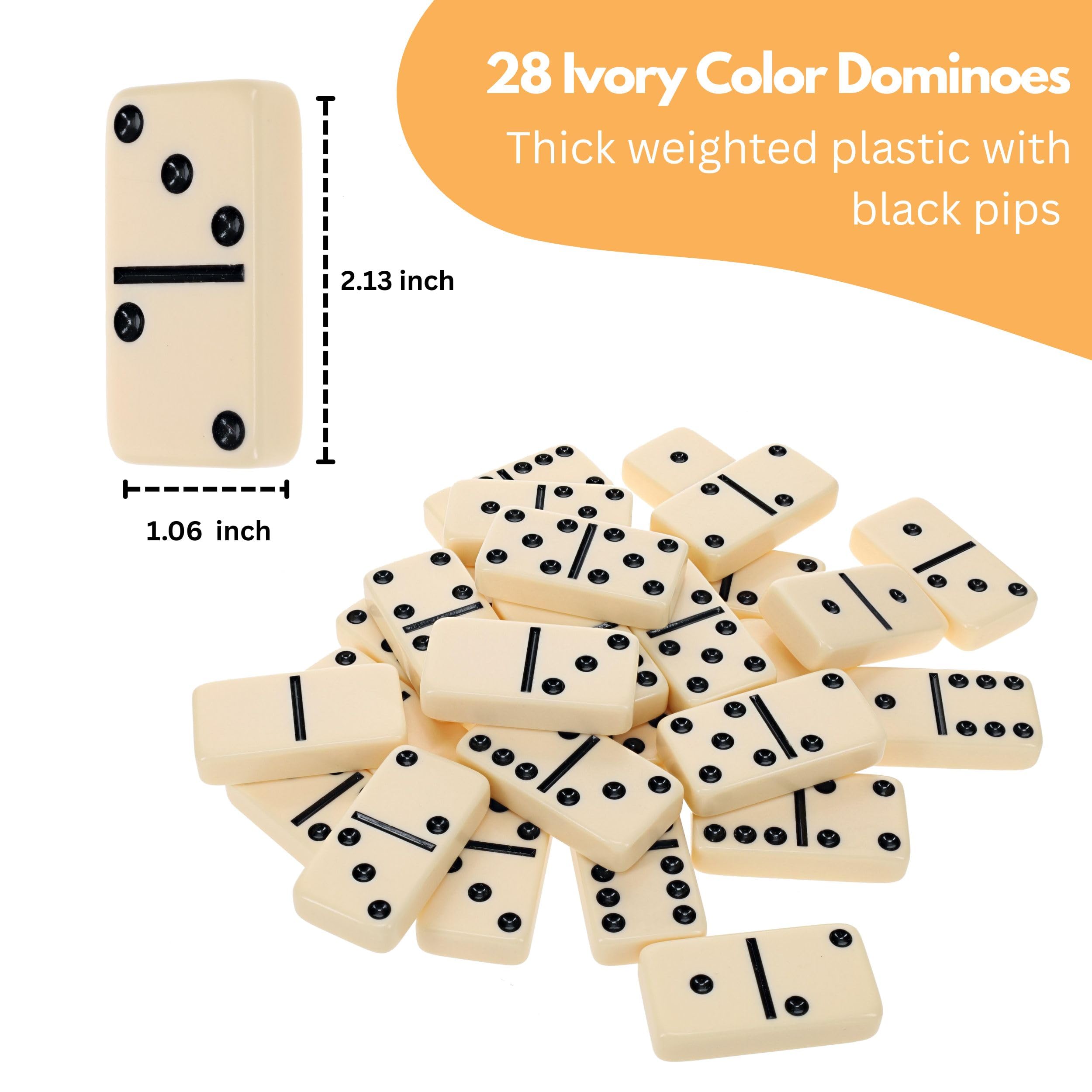 WE Games Lot de 6 dominos en bois naturel pour adultes, couleur ivoire, jeux de société classiques, jeux de carrelage