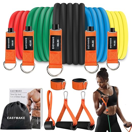 Resistance Bands,Heavy Exercise Bands with Handles, Door Anchor, Legs Ankle Straps, 300/240/360LBS Workout Bands for Men and Women Fitness, Heavy Resistance Training, Home Workout Set