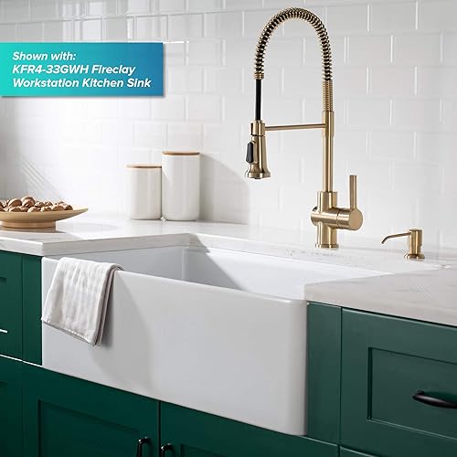 Miniatura 31 de KRAUS Coda KPF-1617BB - Grifo de cocina extraíble de una sola manija estilo comercial de latón cepillado sin manchas Cobrizo cepillado,Acero