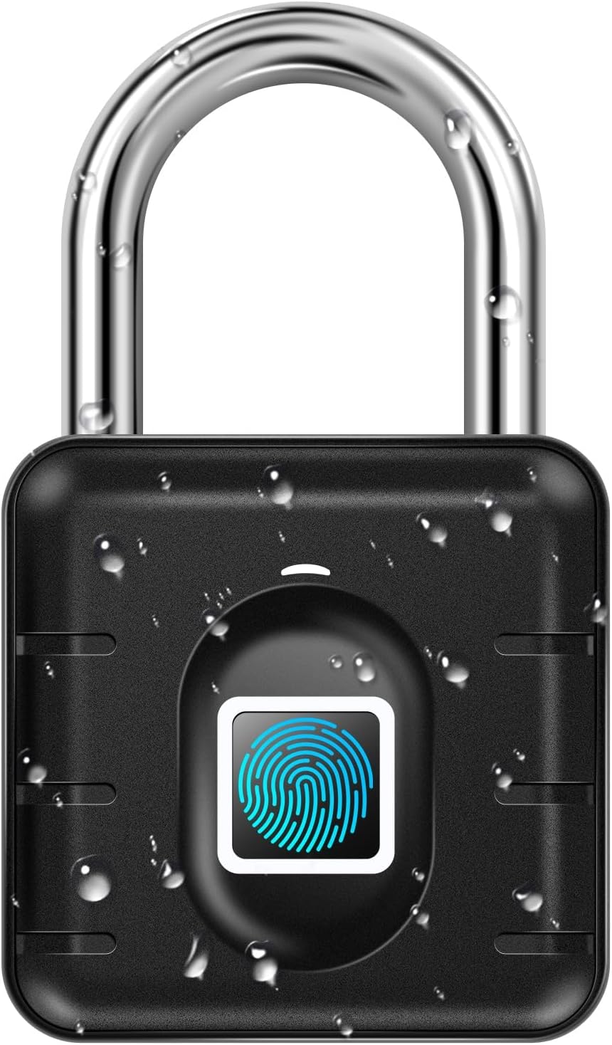 KASTWAVE Fingerprint Padlock Waterproof, Smart Padlock, Fingerprint Lock, Keyless Biometric Lock IP67 Outdoor/Indoor Lock Suitable for Luggage, Suitcase, Bike, Gym Locker Lock