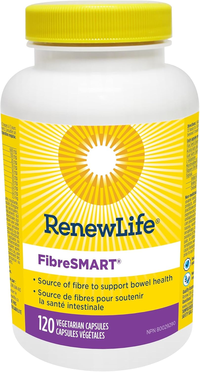 Renew Life Adult Fiber Supplement - Fiber Smart - Dietary Fiber - Gluten & Soy Free - 120 Vegetarian Capsules