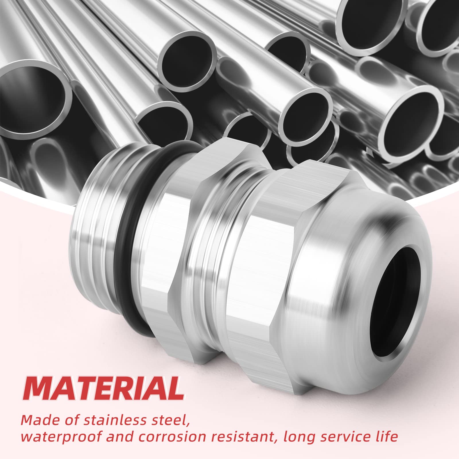 Stainless Steel Cable Glands - Waterproof & Adjustable -3