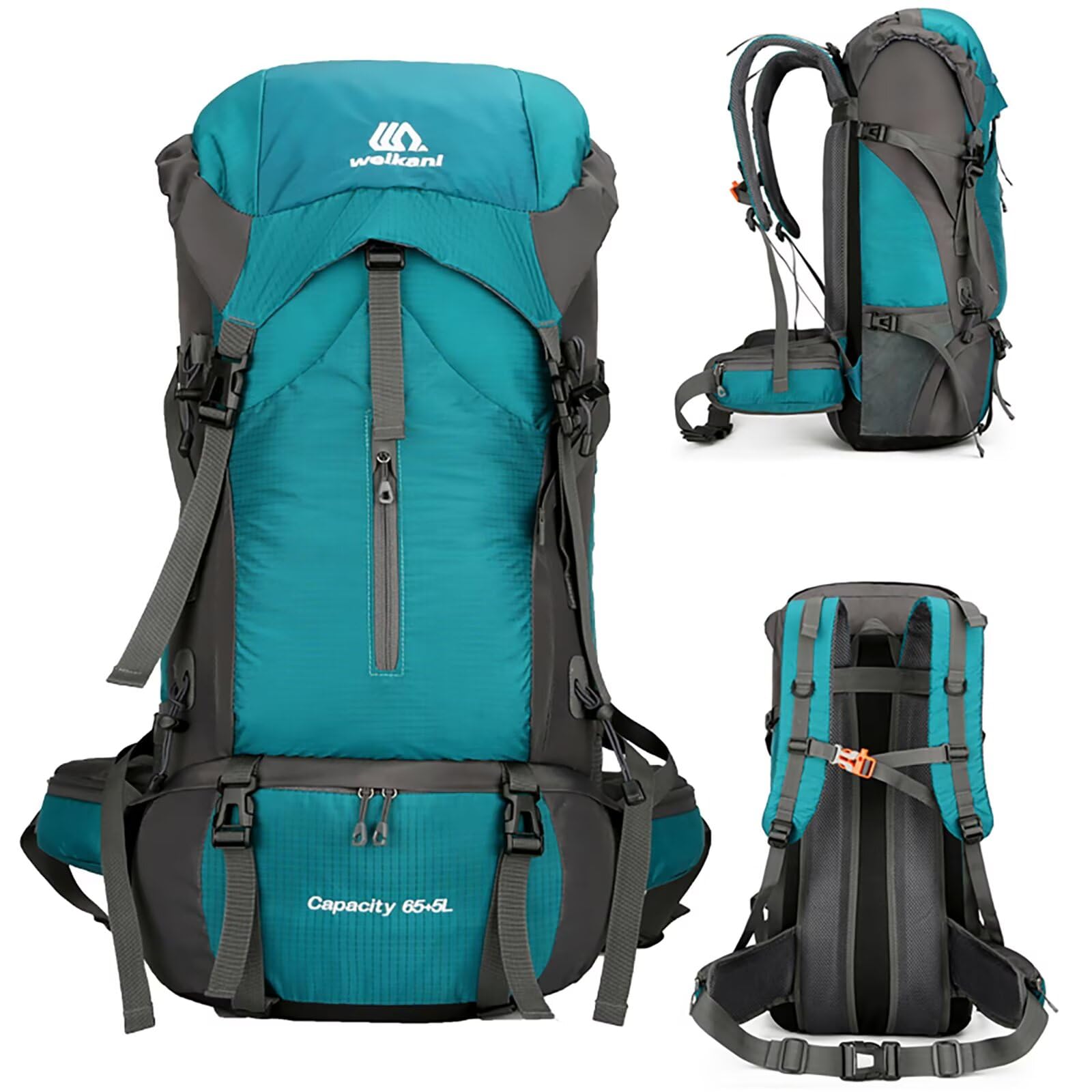 70L Wanderrucksack mit Regenschutz, großer Trekkingrucksack für Damen und Herren, wasserdicht, Camping-Rucksack, leicht, Rucksackreisen für Outdoor-Sport, Reisen, Wandern, Radfahren, Klettern