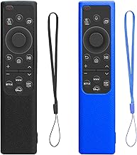 2 Pack Remote Cover for Samsung Smart Solar Cell Remote 2021 2022 BN59-01357 BN59-01385 BN59-01265A Anti-Slip Silicone Shockproof Cover with Anti-Loss Lanyard (Black+Navy Blue)