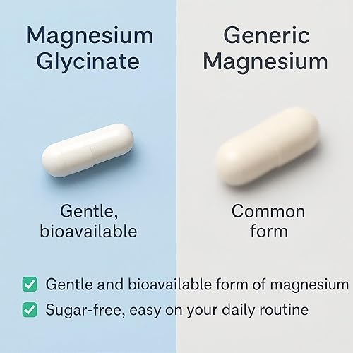 Miniatura 5 de Cápsulas de glicinato de magnesio de 400 mg quelatado, suplemento suave para aliviar el estrés, apoyo cardíaco y muscular, sin OMG y sin gluten, 90