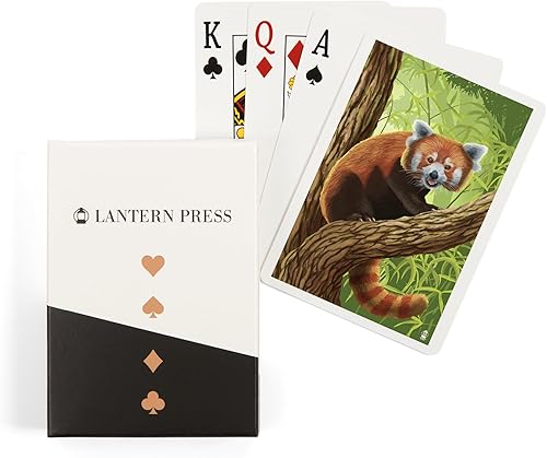Lantern Press Panda rojo (52 cartas de juego, baraja de cartas de tamaño póquer con comodines)