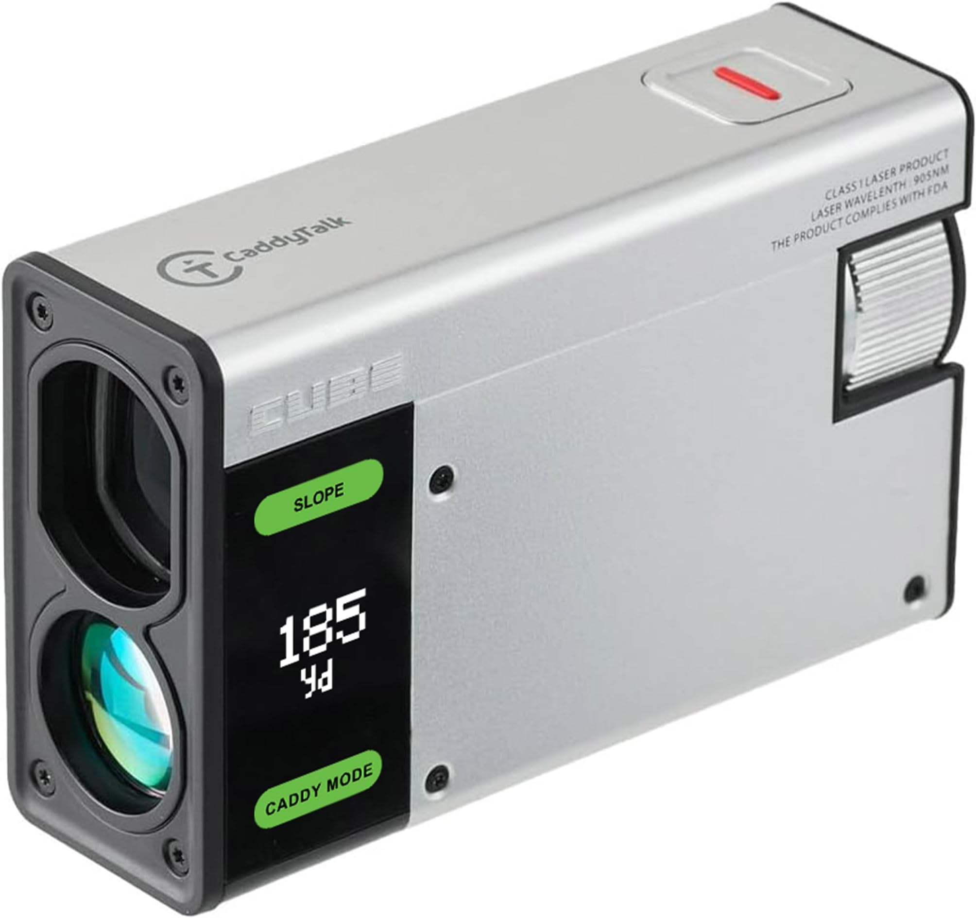 CADDYTALK Cube Golf Laser Rangefinder with Slope, Environment, Triangulation, 6X Super Clear Zoom, 5-1,000M, Water Resistant, 700mAh Rechargeable Battery, 10,000x Actuations, Pouch