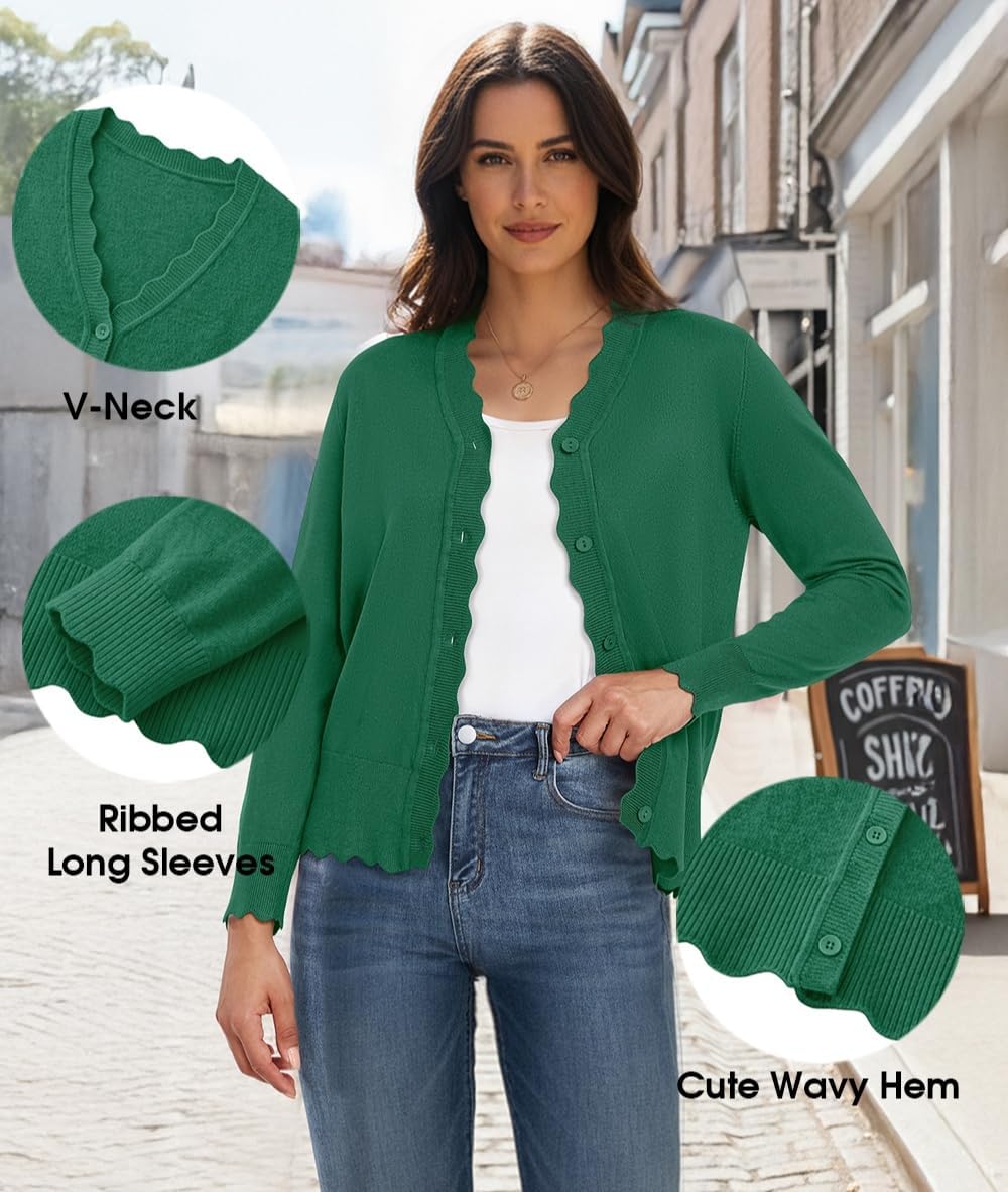  Women's Long Sleeve V-Neck Button Down Cardigan Knit Shrugs Sweater thumbnail