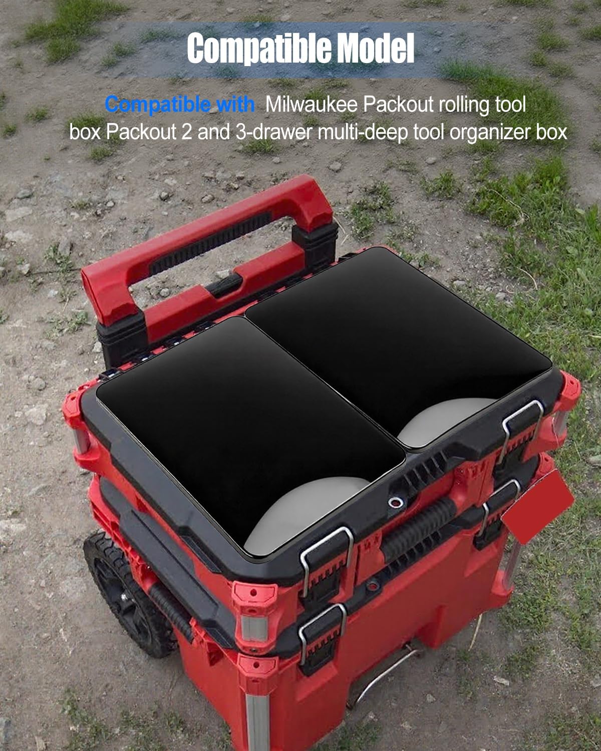 2 Pack Toolbox Tables Work Surface Table Compatible with Milwaukee Packout, PP Plastic Heavy Duty Work Surface with Mounting Feet