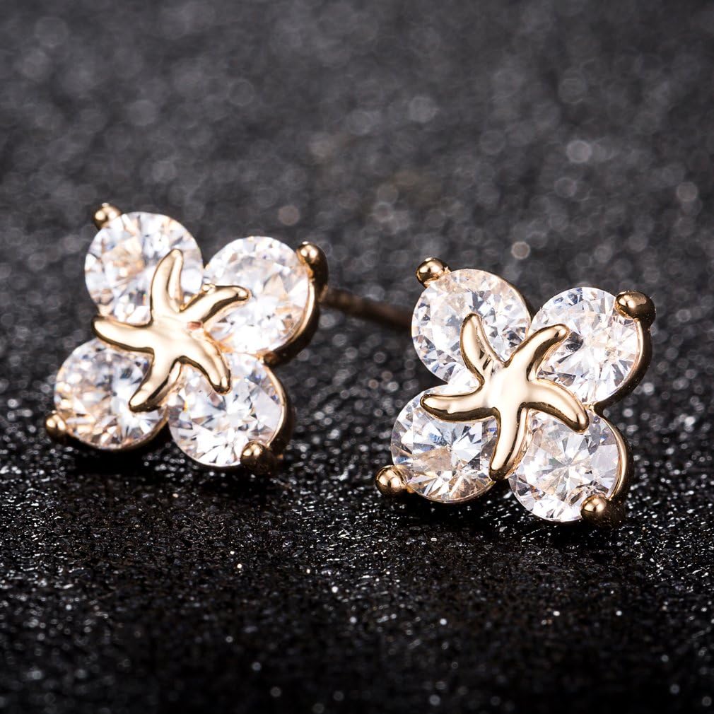 Amazon.com: YAZILIND Gold Plated Earring Flower-shape Clear