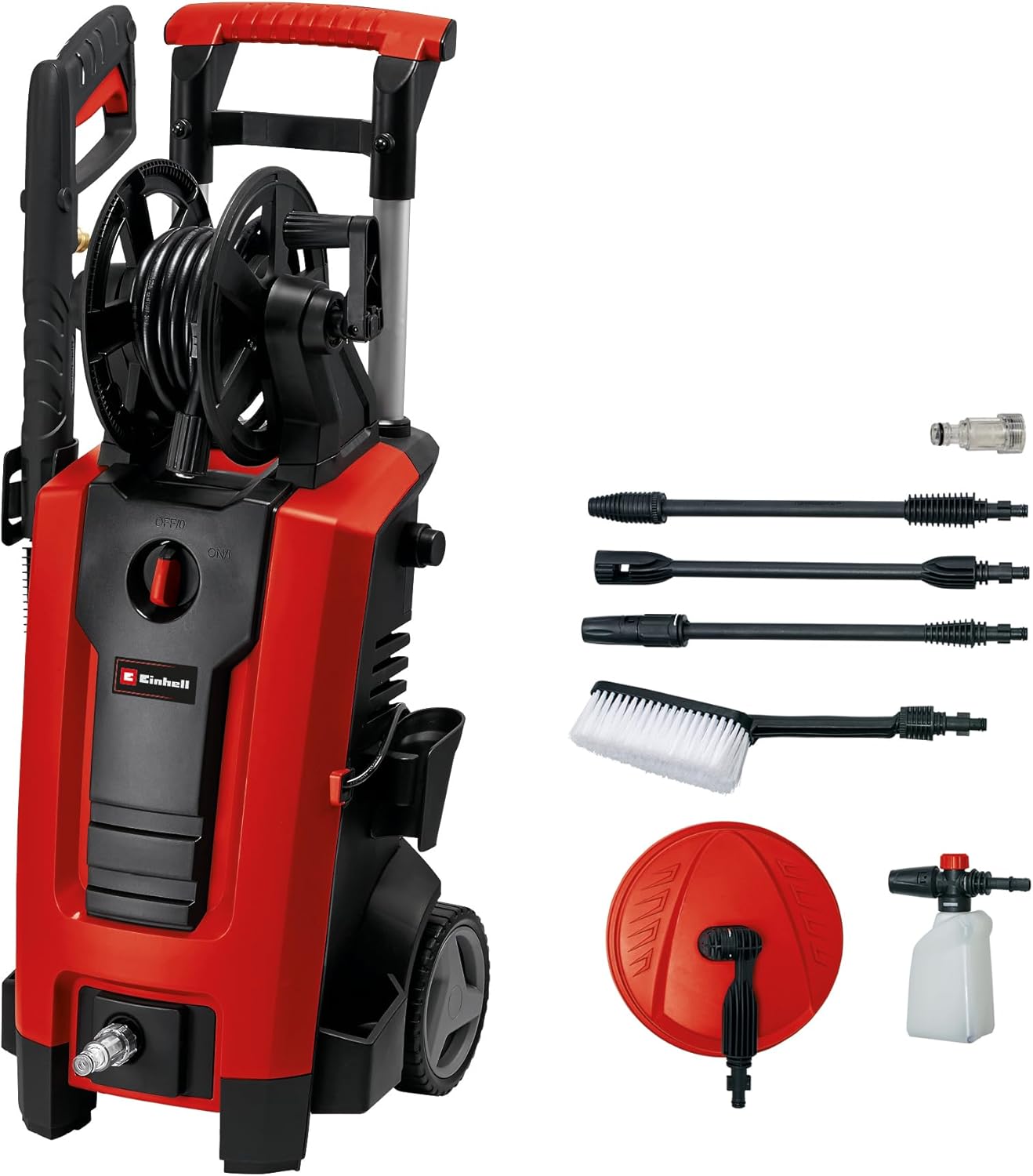 Einhell High-pressure washer TE-HP 140 (1,900 watts, max. 140 bar, modular quick-couple-system, incl. high-pressure hose, gun, lance, various nozzles, brush, spray agent holder)