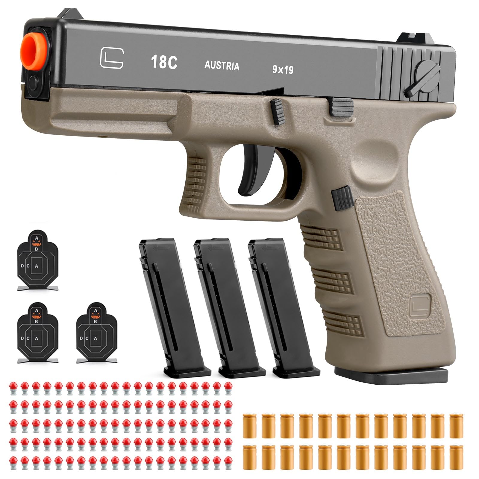 Soft Bullet Toy Gun - Semi-Automatic Handgun with Shell Ejection and Auto Rebound,Gun Toy for Teen Boys,Tactical Target Shooting Game