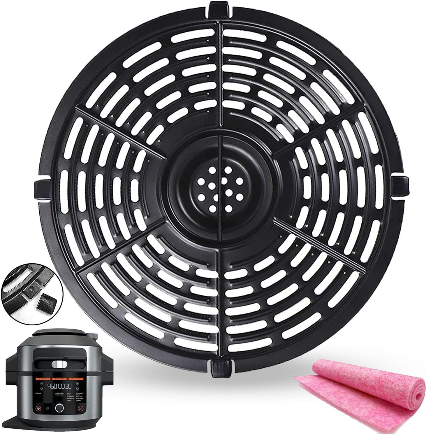 ALJ 6.5QT Air Fryer Rack Replacement Parts for Ninja OL501/OL500 Foodi Pressure Cooker & Air Fryers, Upgraded Air Fryer Grill Pan Crisper Plate Tray Insert Grate Grid Shelf for Ninja 6.5QT Air Fryer