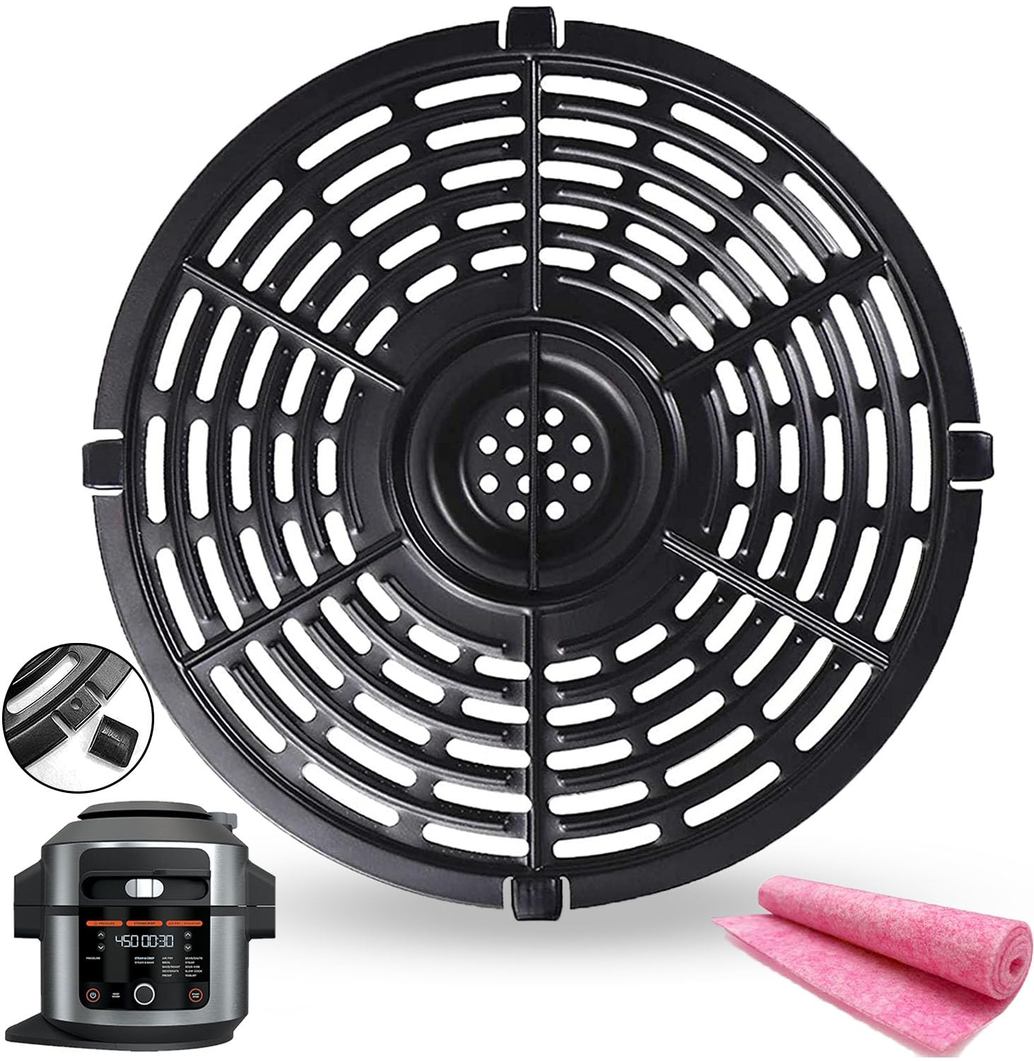 ALJ 6.5QT Air Fryer Rack Replacement Parts for Ninja OL501/OL500 Foodi Pressure Cooker & Air Fryers, Upgraded Air Fryer Grill Pan Crisper Plate Tray Insert Grate Grid Shelf for Ninja 6.5QT Air Fryer