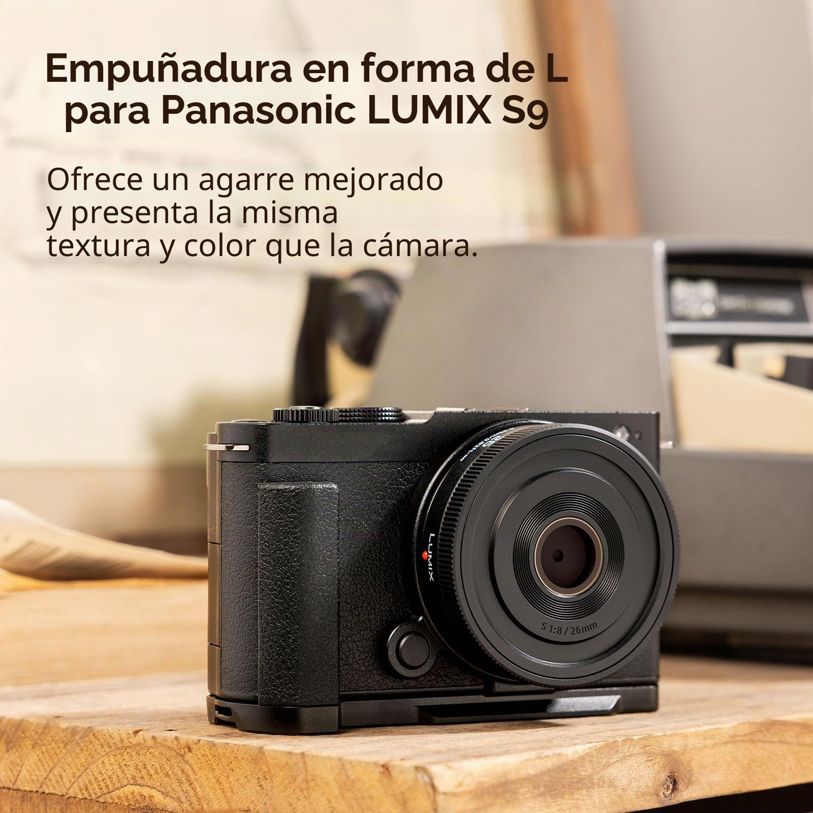 SMALLRIG Mango Forma de L para Panasonic LUMIX S9 con Agarre Ergonómico de Silicona, Placa de Liberación Rápida Incorporada para Arca - 4517