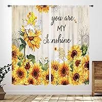 Vista 15 de Cortinas rústicas de cocina de girasol, tablón de madera de campo de campo amarillo, floral, abeja, libélula mariposa, retro, casa rural, Girasol-11
