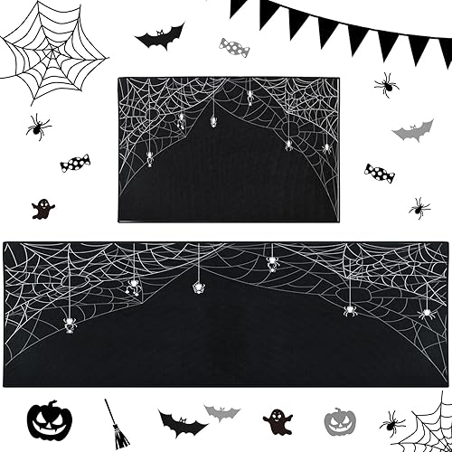 Miniatura 1 de ArtSocket Juego de 2 alfombras de cocina antideslizantes y lavables, espeluznante alfombra de pasillo de cocina de Halloween, tapete de cocina de