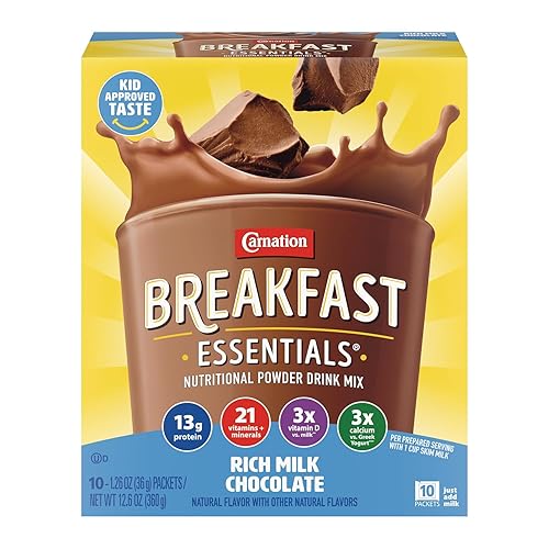 Carnation Breakfast Essentials Powder Drink Mix Rich Milk Chocolate, 10