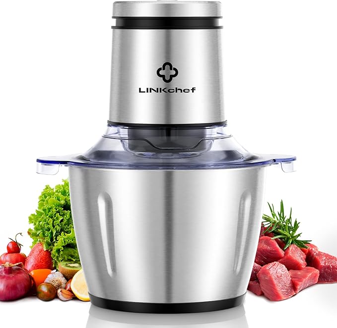 LINKChef Food Processor, 8 Cup Food Chopper, Meat Grinder Electric 400W, 4D Sharp