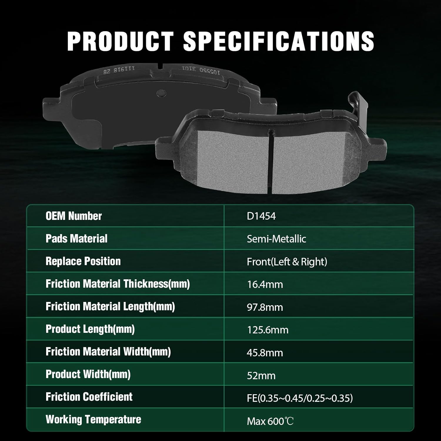 AUTOMUTO 4PCS Front Semi-Metallic Disc Brake Pads Set D1454 For Ford For Fiesta 2011-2019