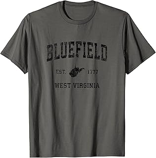 Bluefield West Virginia WV Vintage Sports Design Black Print T-Shirt