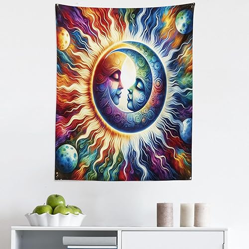 Miniatura 138 de Ambesonne Tapiz de fiesta de los años 70, caja retro en arte pop, música de baile, composición colorida impresa, para colgar en la pared para