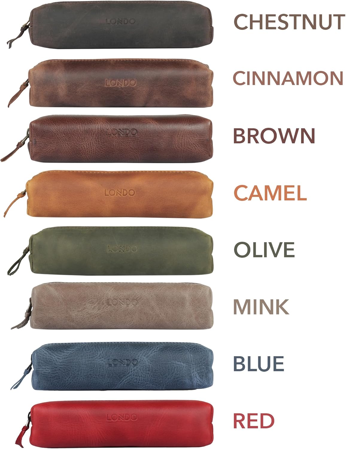 Londo Genuine Leather Zipper Pen, Pencil & Cosmetic Case - Image 7