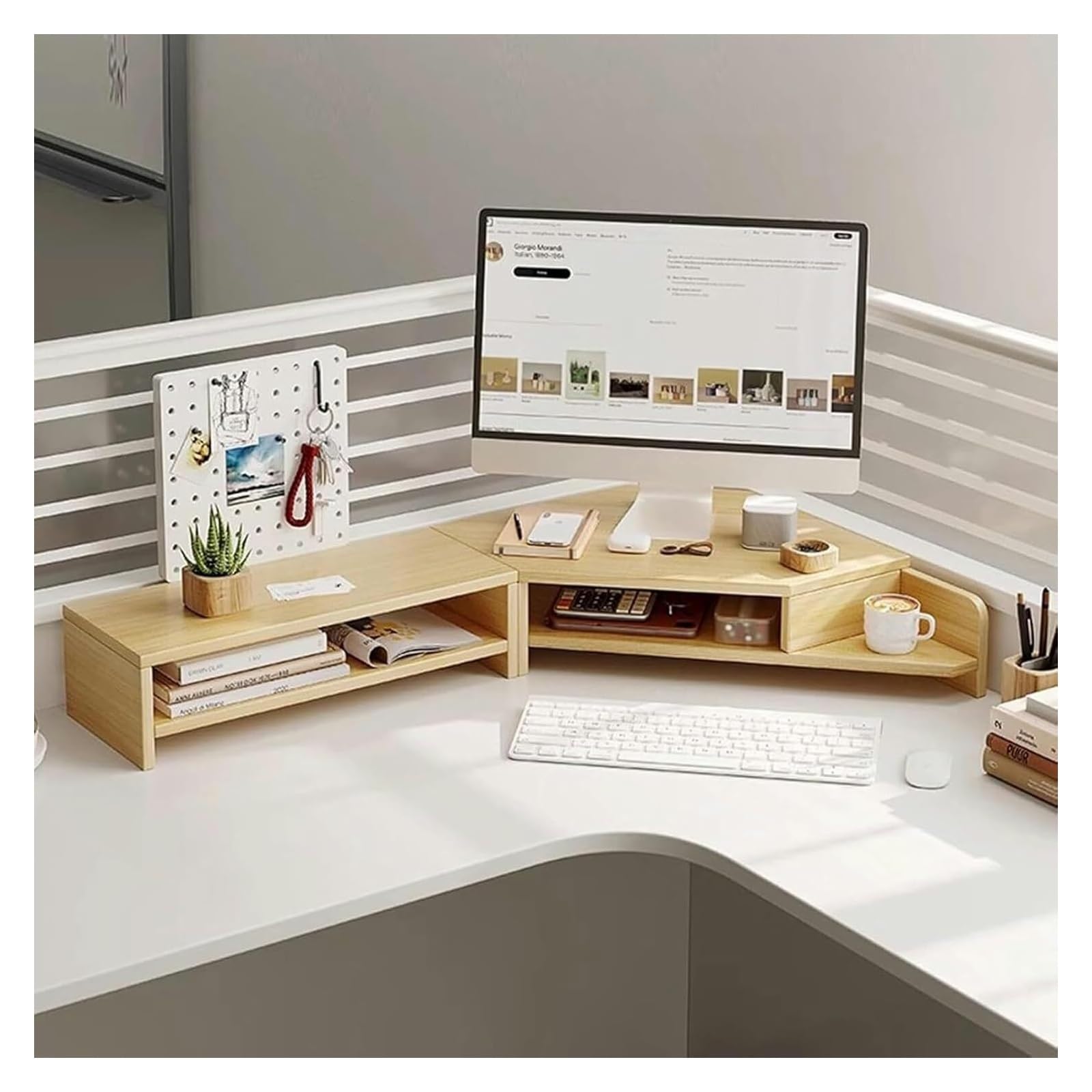 Soporte triangular para monitor, elevador de esquina para plataforma triangular Sns omic de escritorio y soporte de esquina que ahorra espacio para oficina en casa