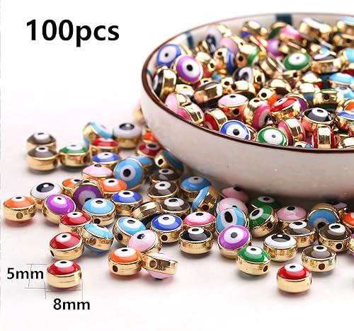 Miniatura 8 de 50 cuentas azules turcas de ojo de la suerte espaciadoras de cuentas de ojo turco de 0.236 pulgadas mixtas de 0.236 pulgadas (0.236 in), conectores