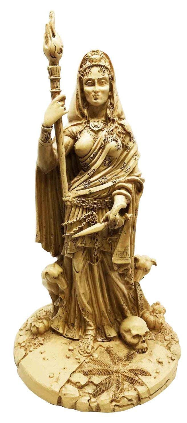 Greek White Goddess Hecate Sculpture Athenian Patroness of Crossroads, Witchcraft, Dogs and Poisonous Plants Statue