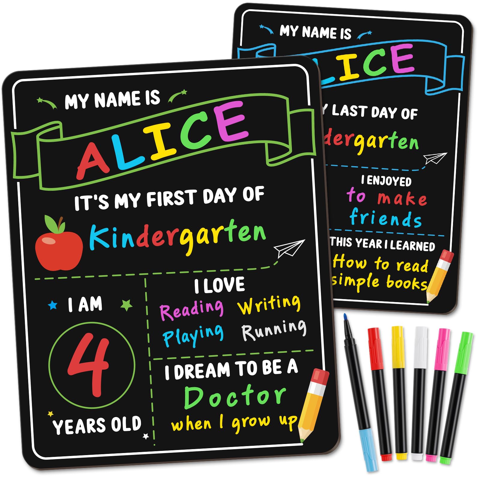 Photo 1 of IJIGU First Day of School Sign - Double Sided Reusable Chalkboard