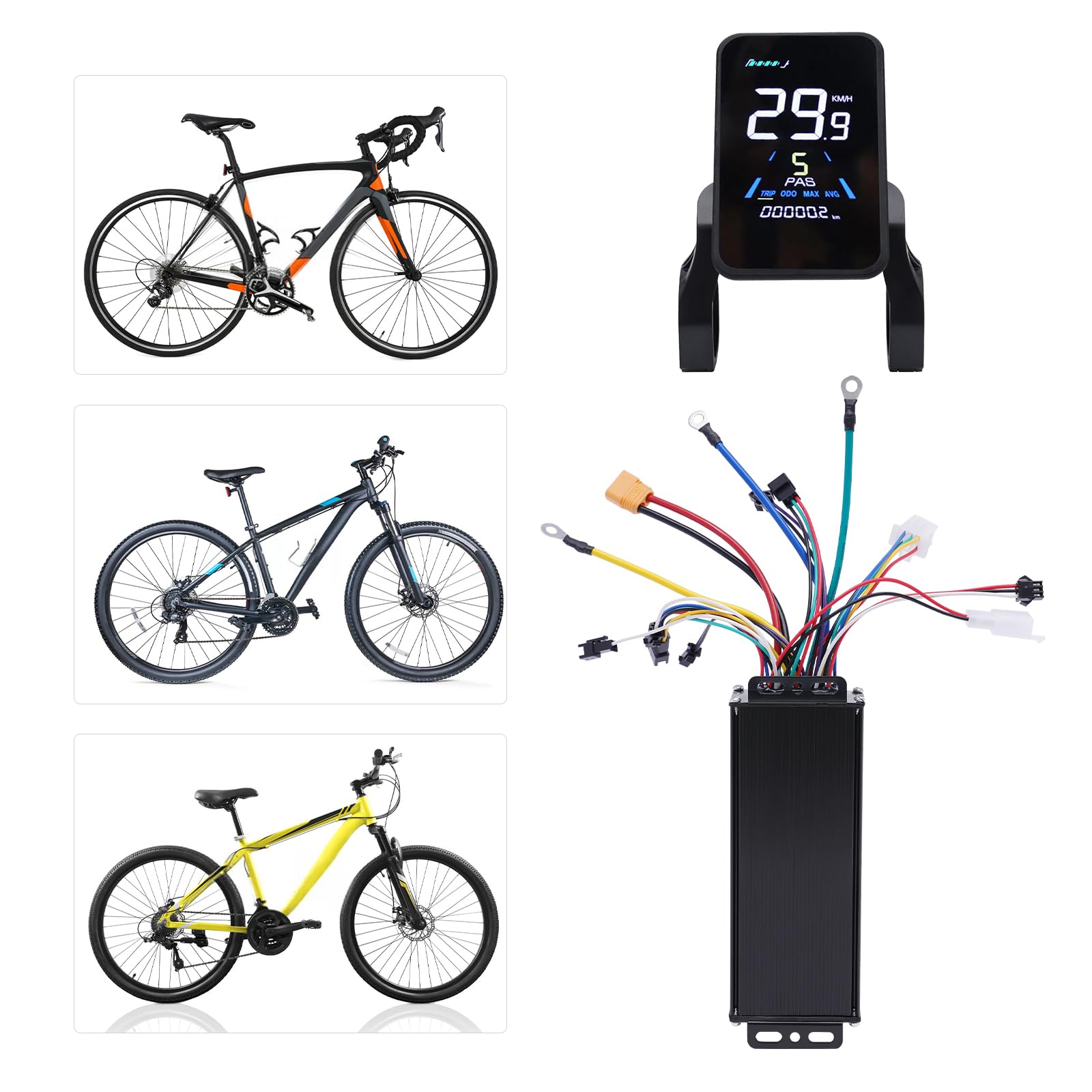 kit di conversione per bicicletta elettrica da 48 V, 1000 W, motore per ruota posteriore, kit di conversione per bicicletta elettrica con display e controller e PAS, kit motore brushless per