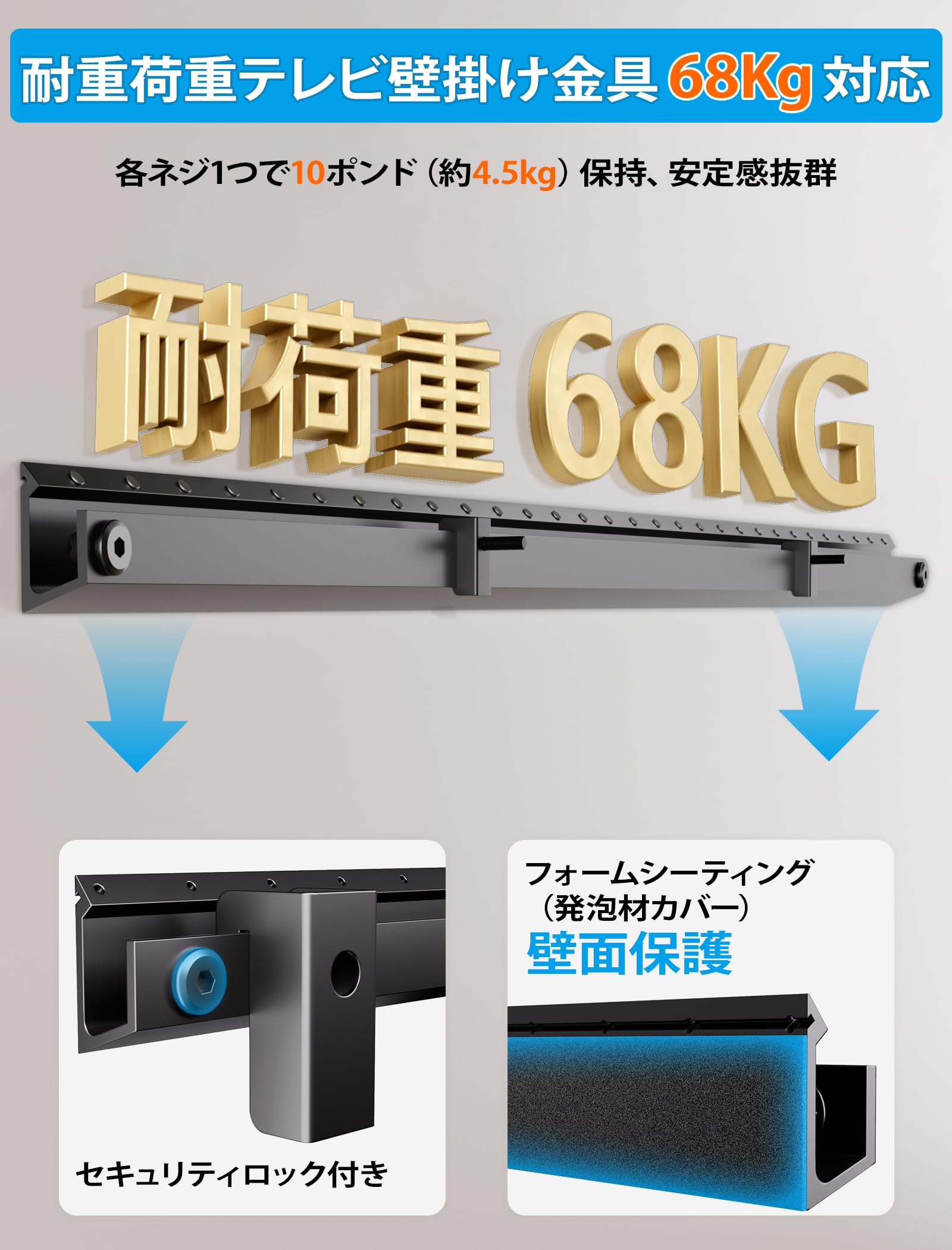 Amazon | 壁掛けテレビ 賃貸用 け 穴開けない 32-75 インチ対応薄型壁
