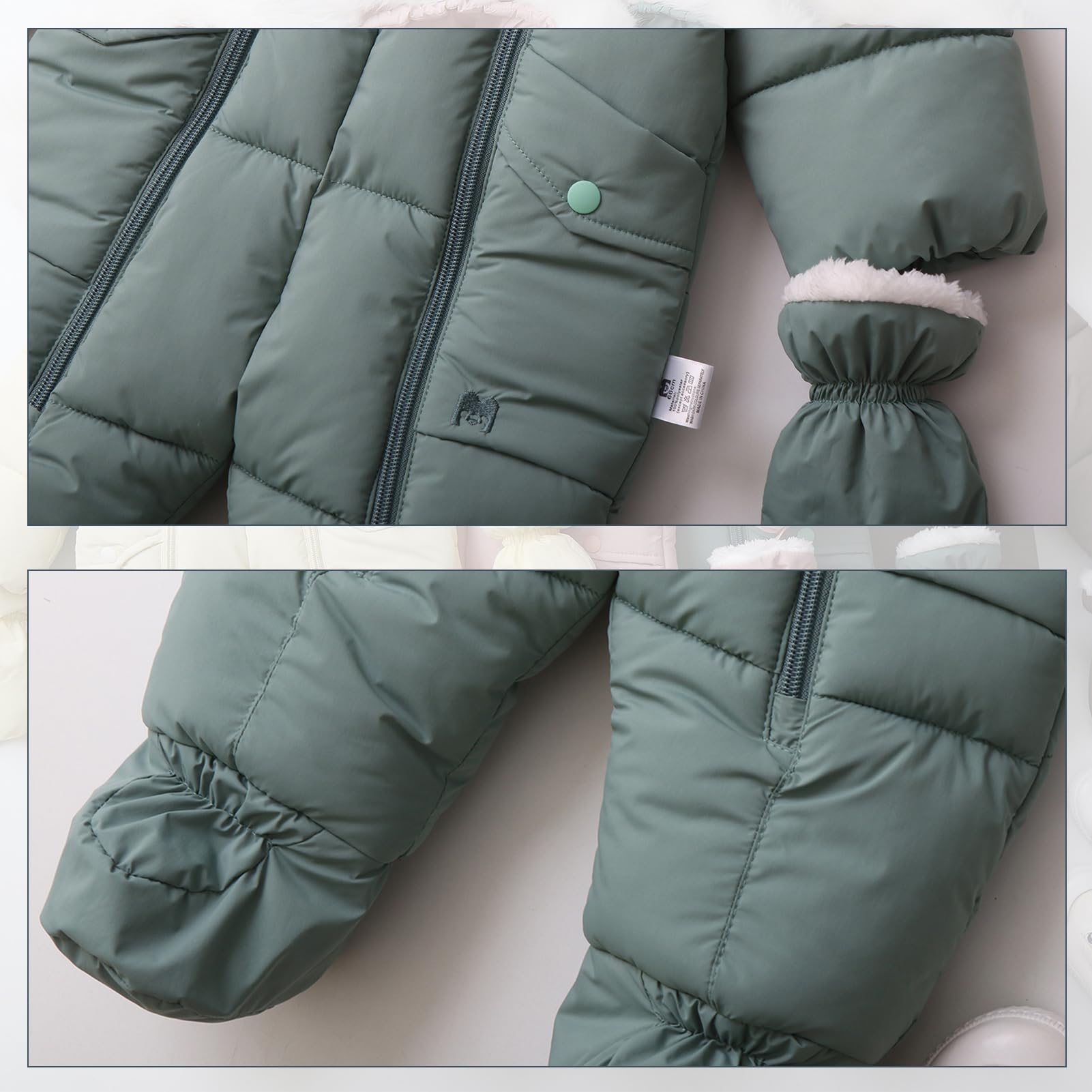 Mono de nieve para bebé con capucha de pelo