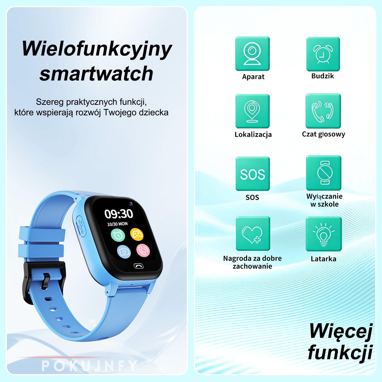 Smartwatch dla Dzieci z GPS SOS Kontakty Czat Rozmowy Telefoniczne Tryb KlasowyGra Budzik Latarka IP68 Wodoodporny Cyfrowy Prezenty Smartwatch Dziecięcy Chłopcy Dziewczynki
