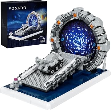 SG Mirror Building Blocks Toy, SG Star Tunnel Ring Model with Battle Vehicle, Compatible with Lego Space Gate Sci-Fi Movie Replica, Gifts for Sci-Fi Movie Lovers, Boys and Girls 6+ 722Pcs