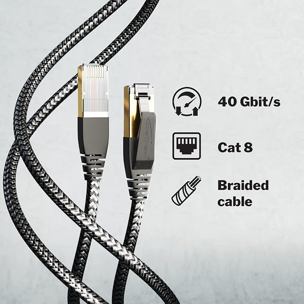 KabelDirekt – Cavo Ethernet CAT8 – 0,3 m – cavo per internet/rete con design intrecciato flessibile e resistente e velocità trasmissione fulminea di 40 Gbps, CAT8.1, ottime per giochi/PS5/XBO/Switch - 2