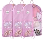 Zilink Dance Sac à vêtements, sac à vêtements suspendu 40 De pouce pour les costumes de danse, avec 4 Poches à fermeture éclair claires et moyennes 1 Grande poche zippée, noire