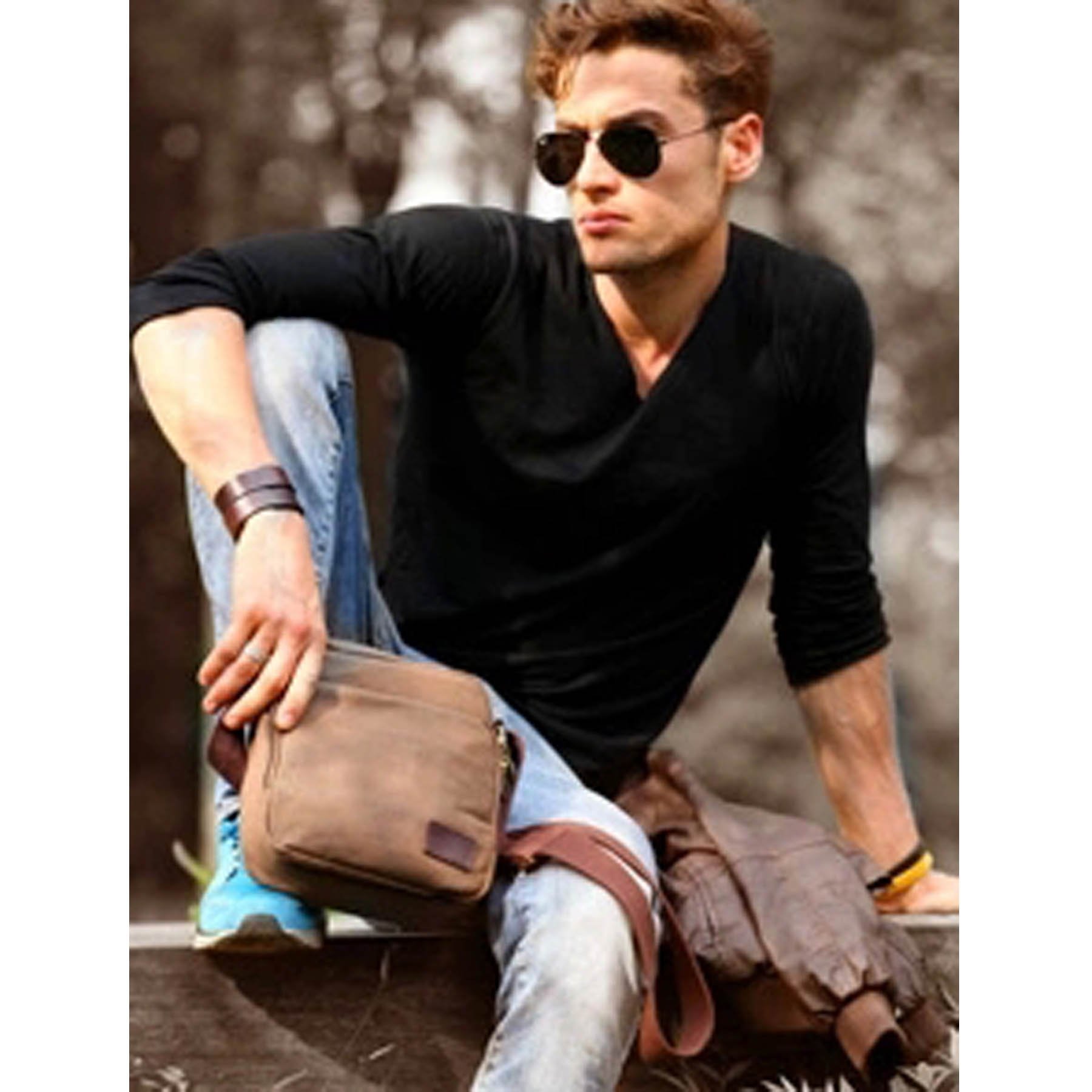 Outreo Borsa Tracolla Uomo In Tela - Messenger Bag Vintage, Per Tablet, Scuola, Viaggi