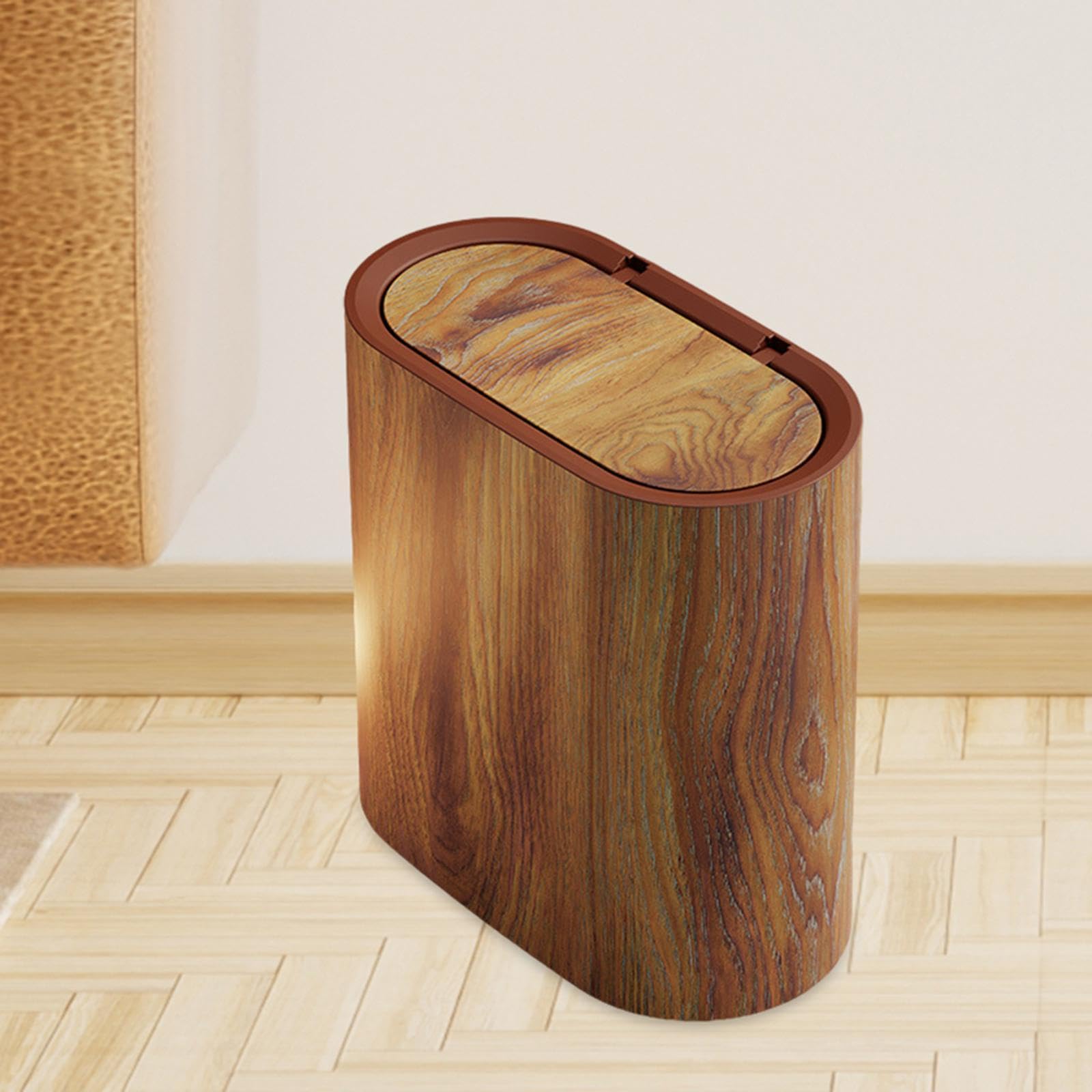 Pattumiera da Cucina Pattumiera con Coperchio a Pressione, Cestino per rifiuti, Contenitore per rifiuti, Pattumiera da Bagno per WC, Marrone