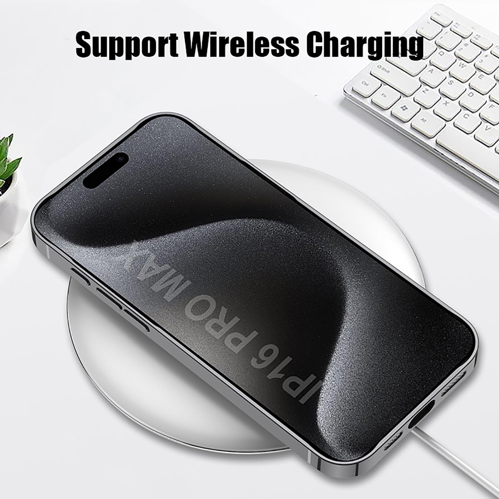 Magnetyczne etui do iPhone 16 Pro Max/16 Pro/16 Plus/16, ultracienkie skórzane etui z logo View kompleksowe etui ochronne na obiektyw, białe, 16 Pro