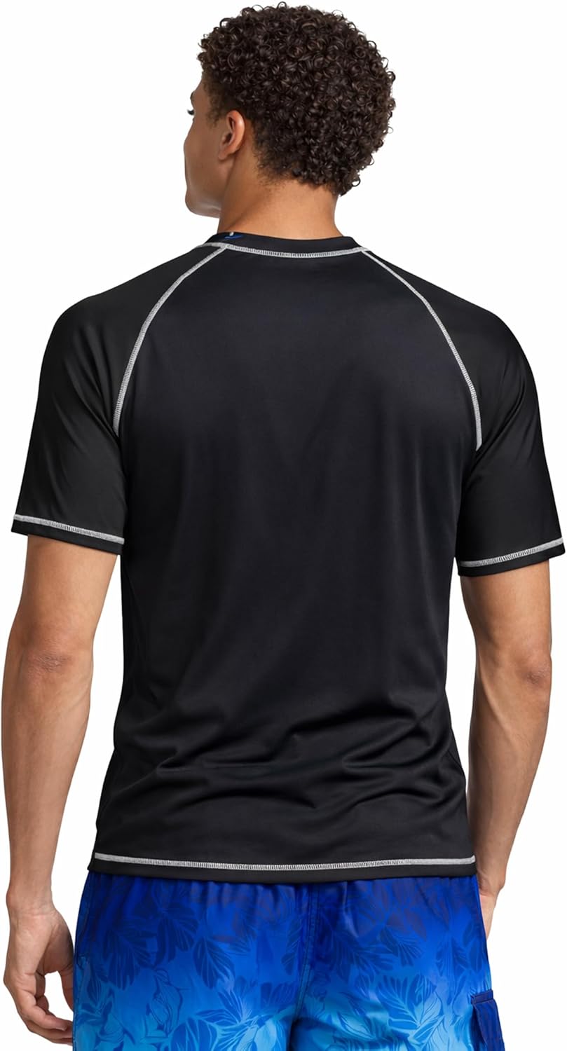 Liberty Imports 2-Pack Men's UV Short Sleeve Swim Shirts Loose Fit Rash Guards - Image 5