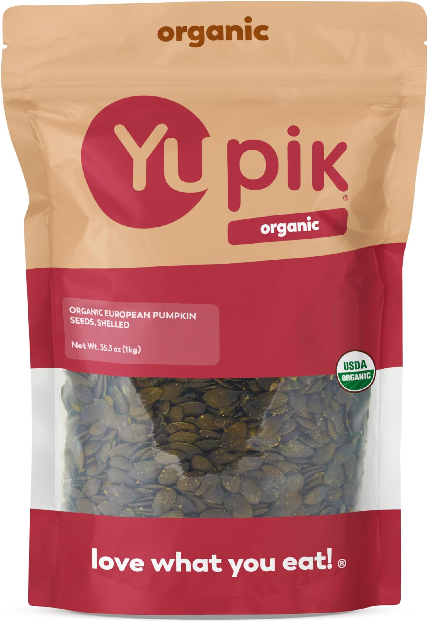 Yupik Organic European Pumpkin Seeds, No Shell, 2.2 lb (35.2 oz), Gluten-Free, Non-GMO, Kosher, Vegan, Raw Pepitas, Unsalted, Unroasted, Plant-Based Protein, Healthy Snacks, For Baking & Topping
