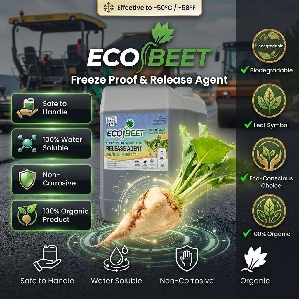 ECO Beet Release Asphalt & Concrete Release Agent - Prevent Sticking, Clumping and Freezing of Material - Beet Sugar Based Lubricant - 15 Litre Jug (4 gallons)
