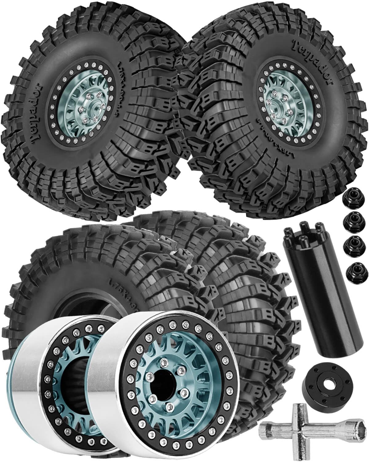 1.9 Dually Beadlock RC Wheel RC Tires for 1/10 SCX10 90046 AXI03007 TRX4 TRX6 VS4-10 Gen7 Gen8 MST CFX D90,Aluminum 1.9" Wheel Hub Rim RC Truck Tires 4pcs w/Adjustable Offset 4PCS Bronze