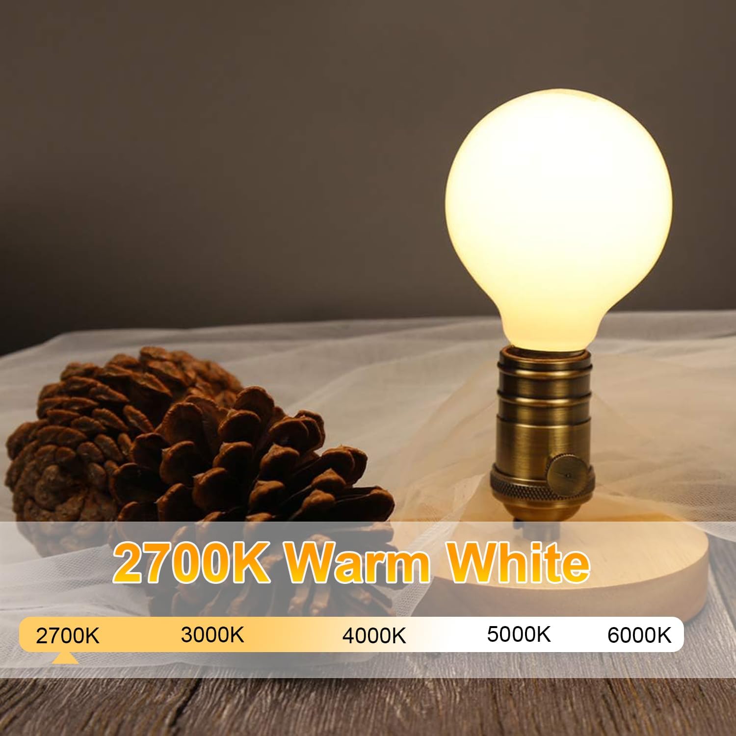 G80/G25 Globe Light Bulbs 60 Watt Equivalent, Jacqueny 6PCS Dimmable G25 E26 6W Matt White High Output 2700K Warm White, No-Flicker Edison G25 Light Bulbs Frosted 450LM, Long Lifetime For Home, Office